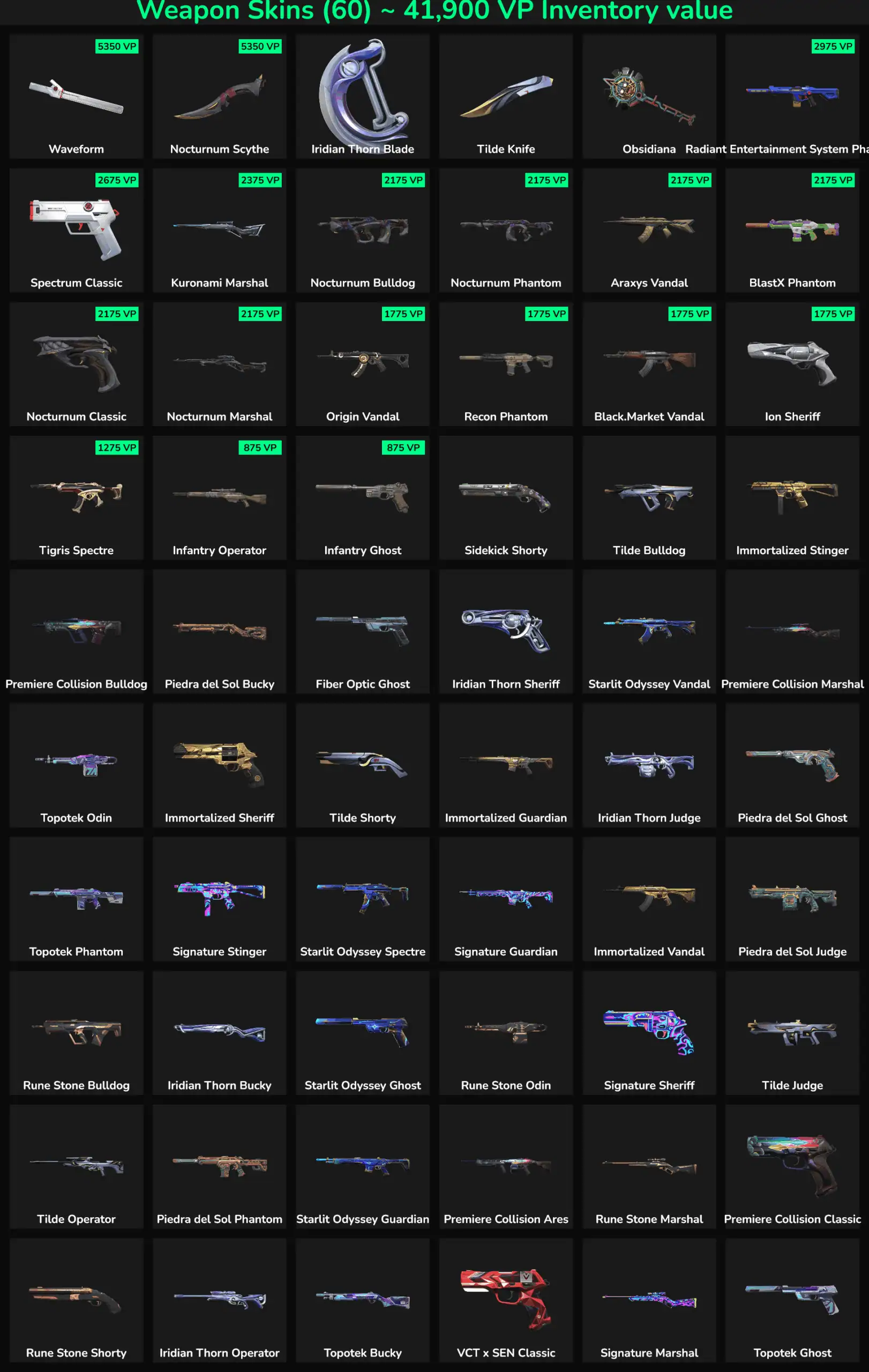Fortnite account with 60 inactive skins, including popular weapon skins and characters for sale.