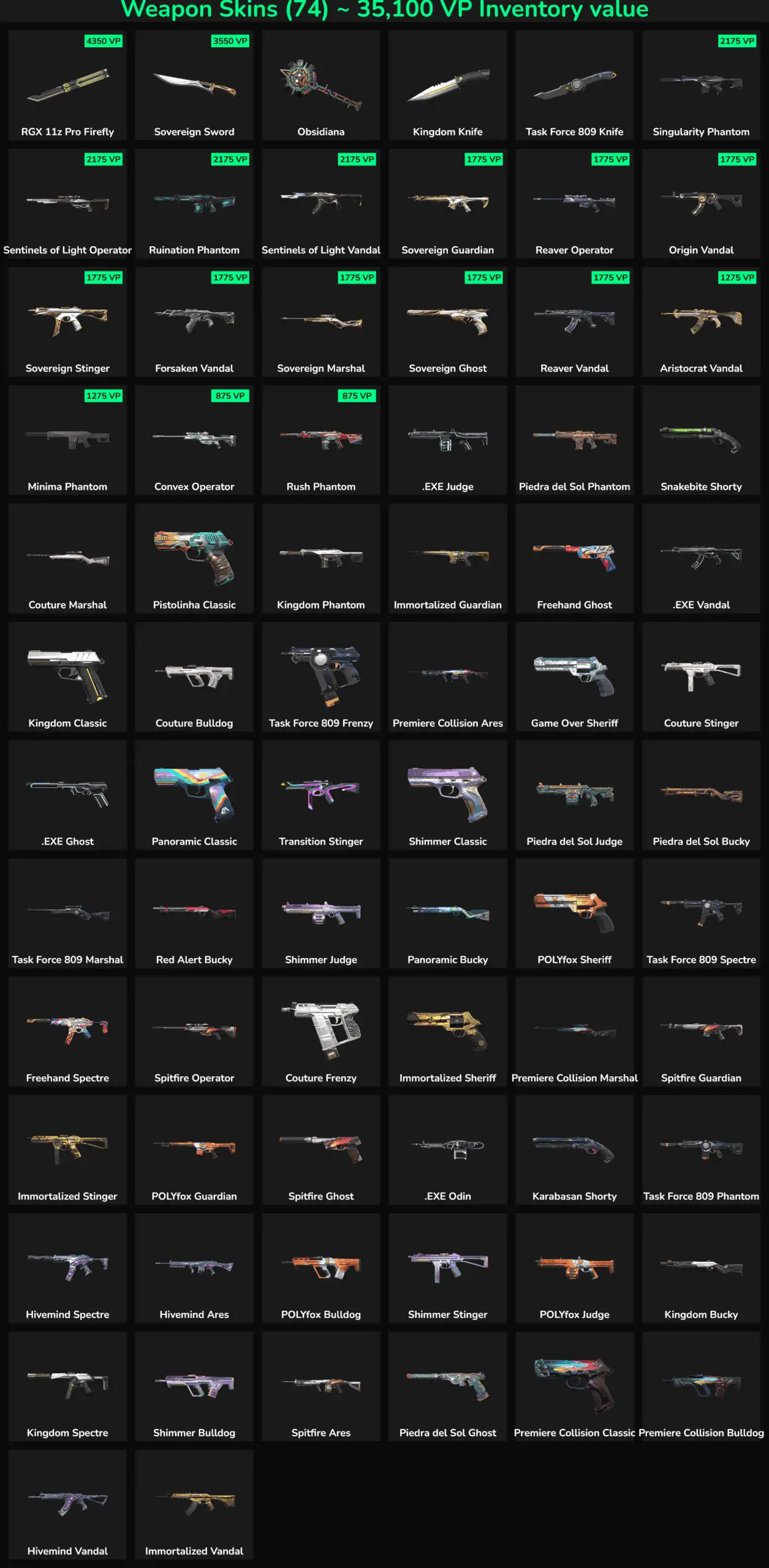 Fortnite skins collection with inactive skins for sale.