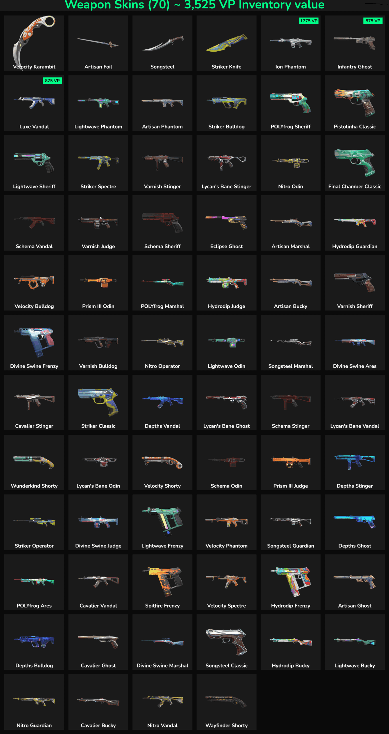 70 Fortnite skins with inactive status in EU server region.