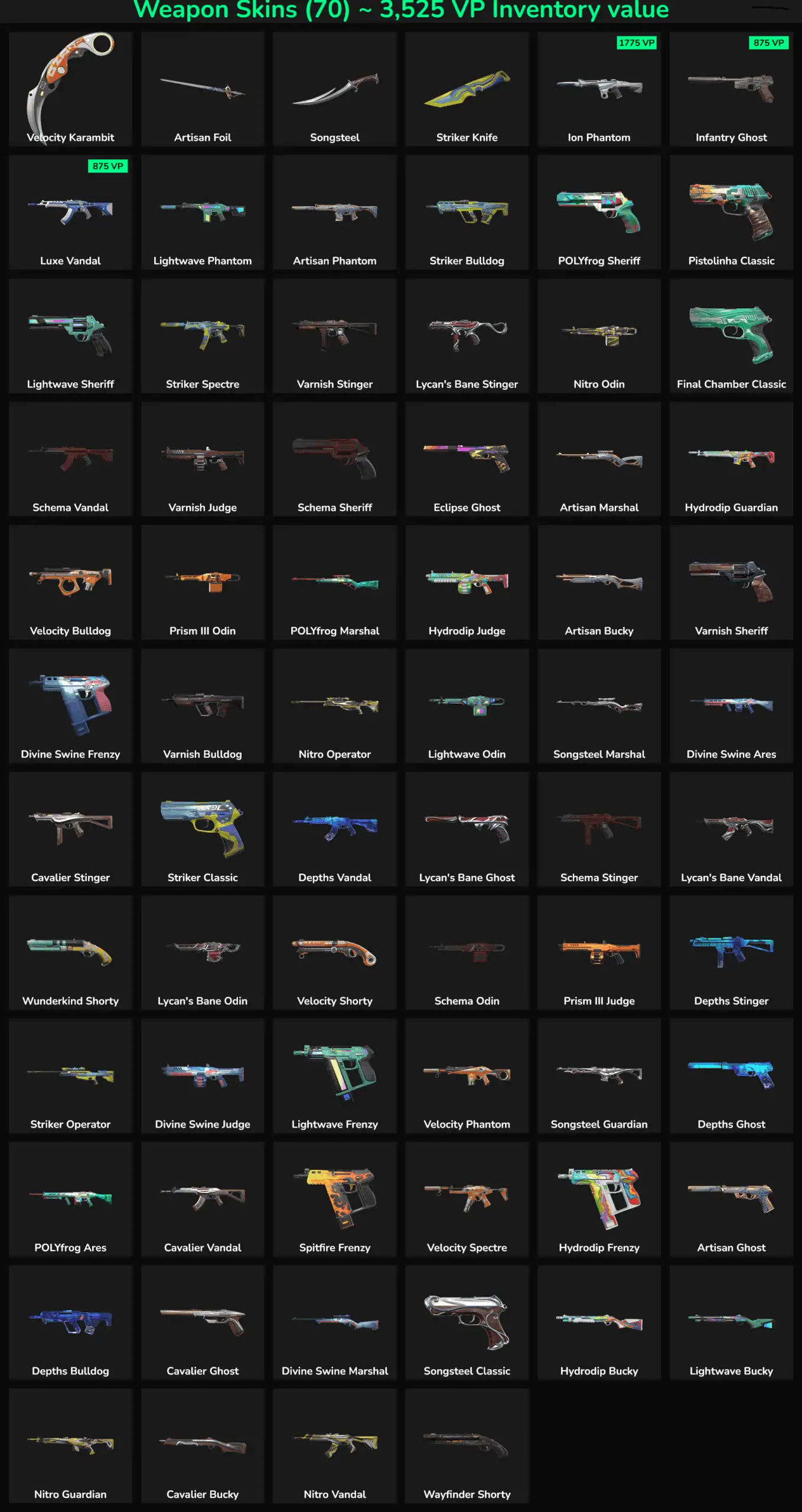 70 Fortnite skins with inactive status in EU server region.