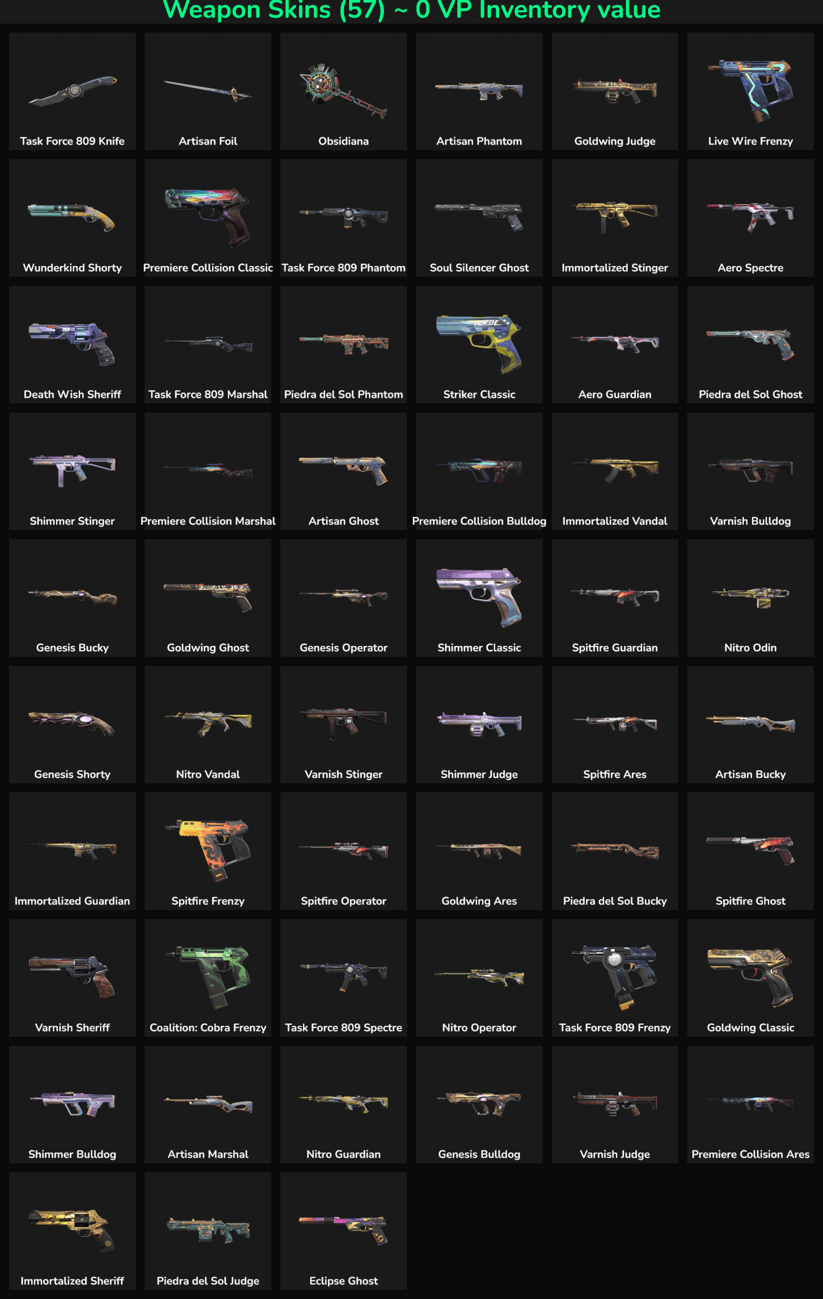 Fortnite skins, including Ghost, Shadow, and Vandal skins, for sale.
