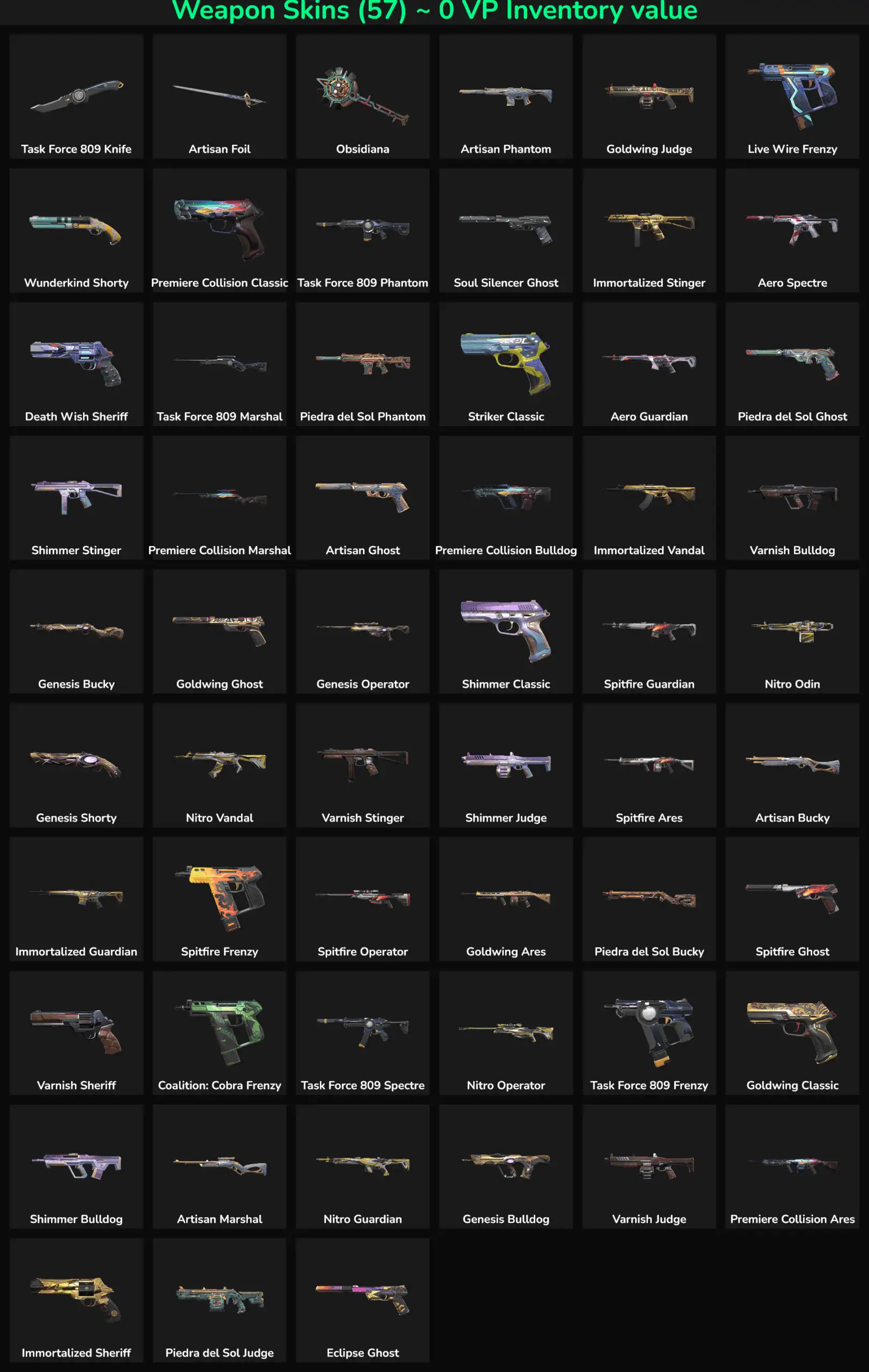 Fortnite skins, including Ghost, Shadow, and Vandal skins, for sale.