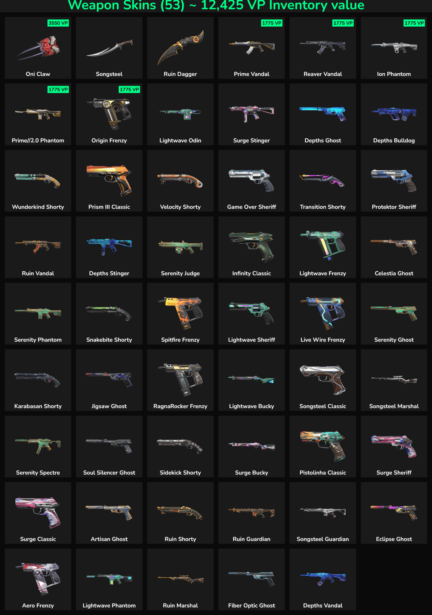 Collection of 53 inactive Fortnite skins for sale, including popular and rare options.