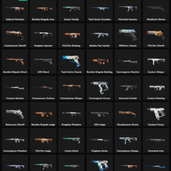 Fortnite skins inactive list with popular characters and weapons.