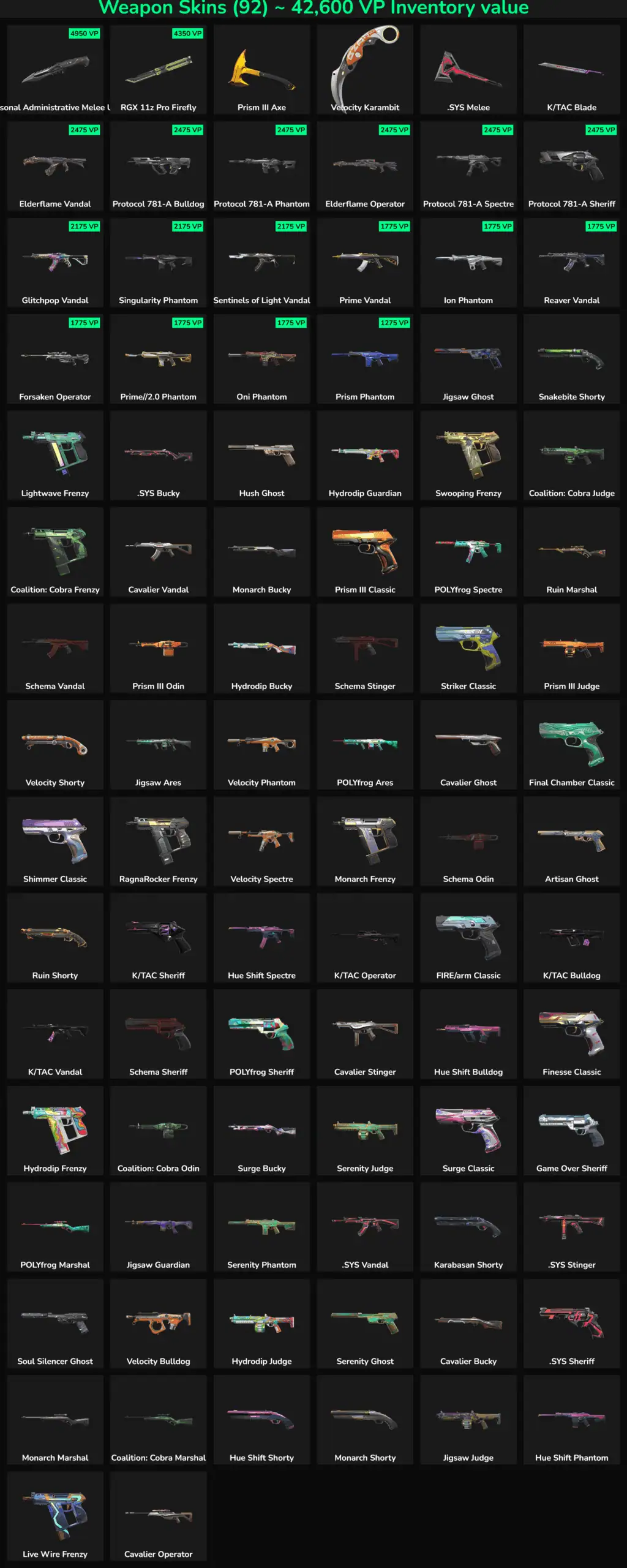 Fortnite inactive skins with weapons and accessories for sale.