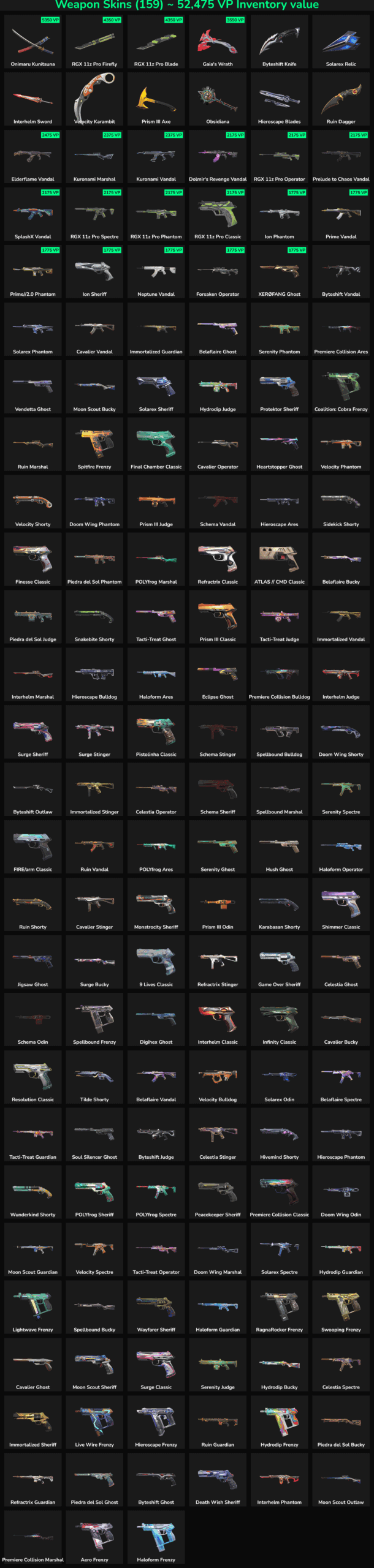 Collection of inactive Fortnite skins for sale.