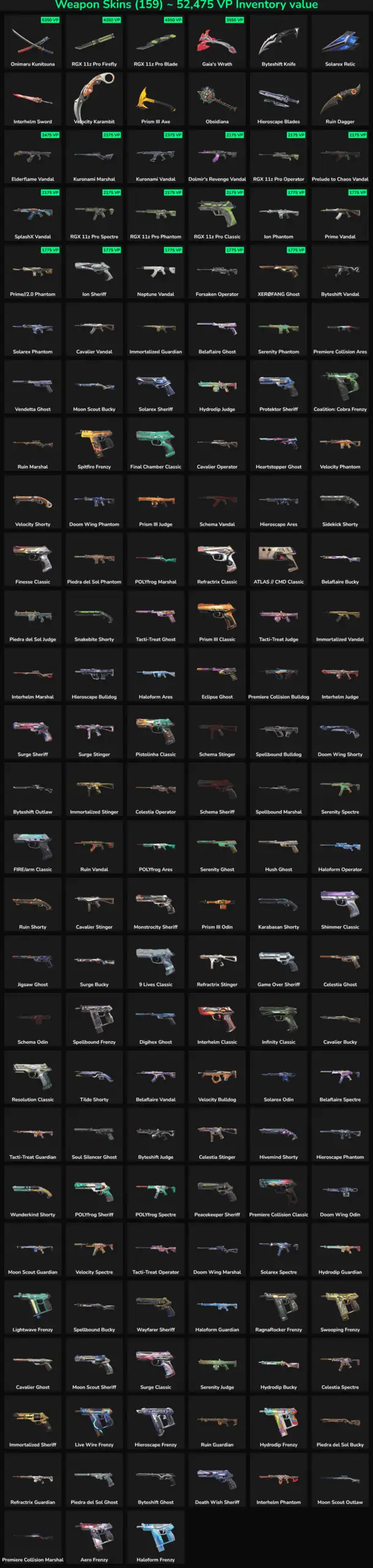 Collection of inactive Fortnite skins for sale.