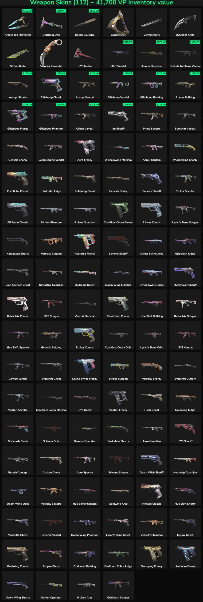 Fortnite inactive skins and weapon skins for sale.