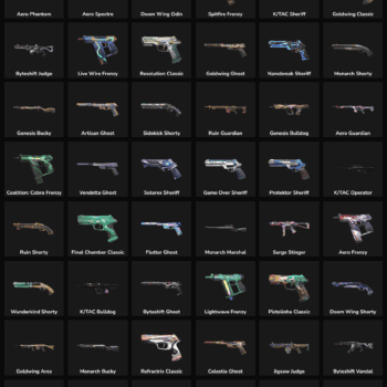 Fortnite account skins with inactive weapon skins in LATAM region.