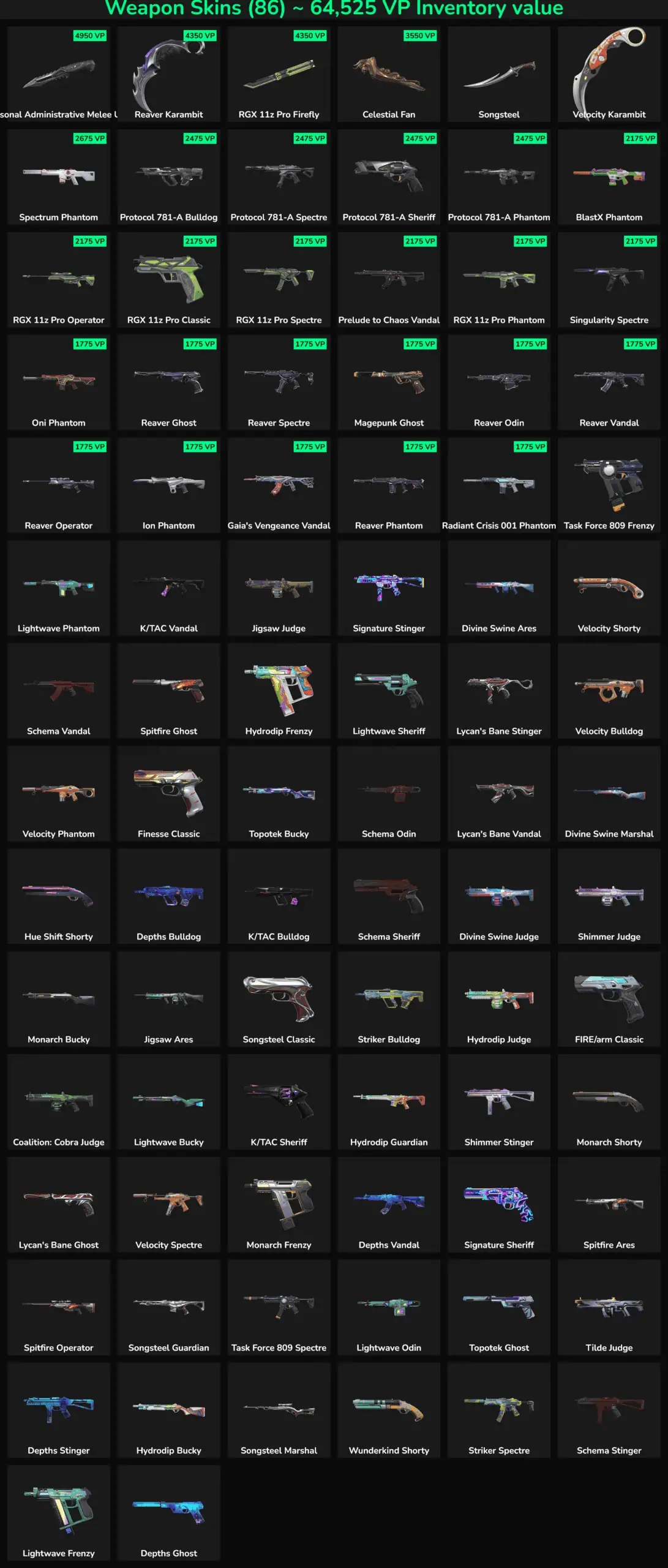 Inactive Fortnite skins and weapon skins for NA region.