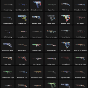 Image of various inactive Fortnite skins and weapons.