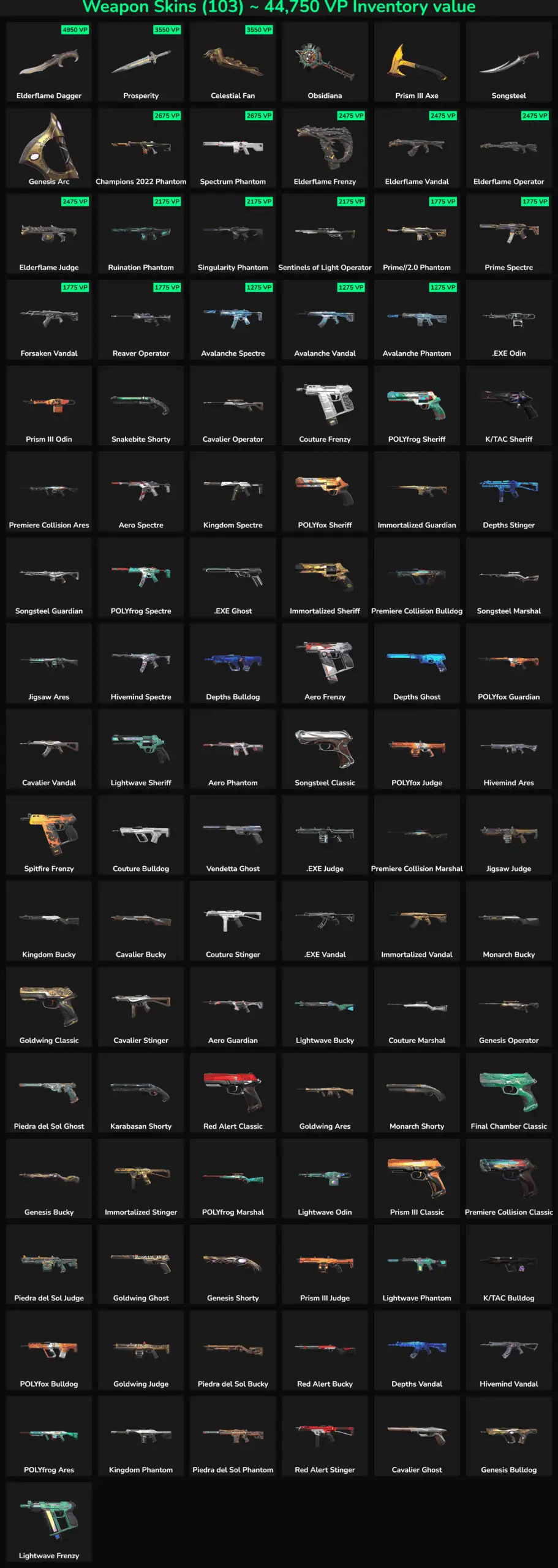 Fortnite account skins with inactive weapon skins in EU region.