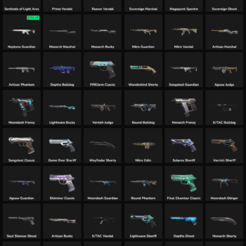 Fortnite skins collection with inactive characters and weapons.