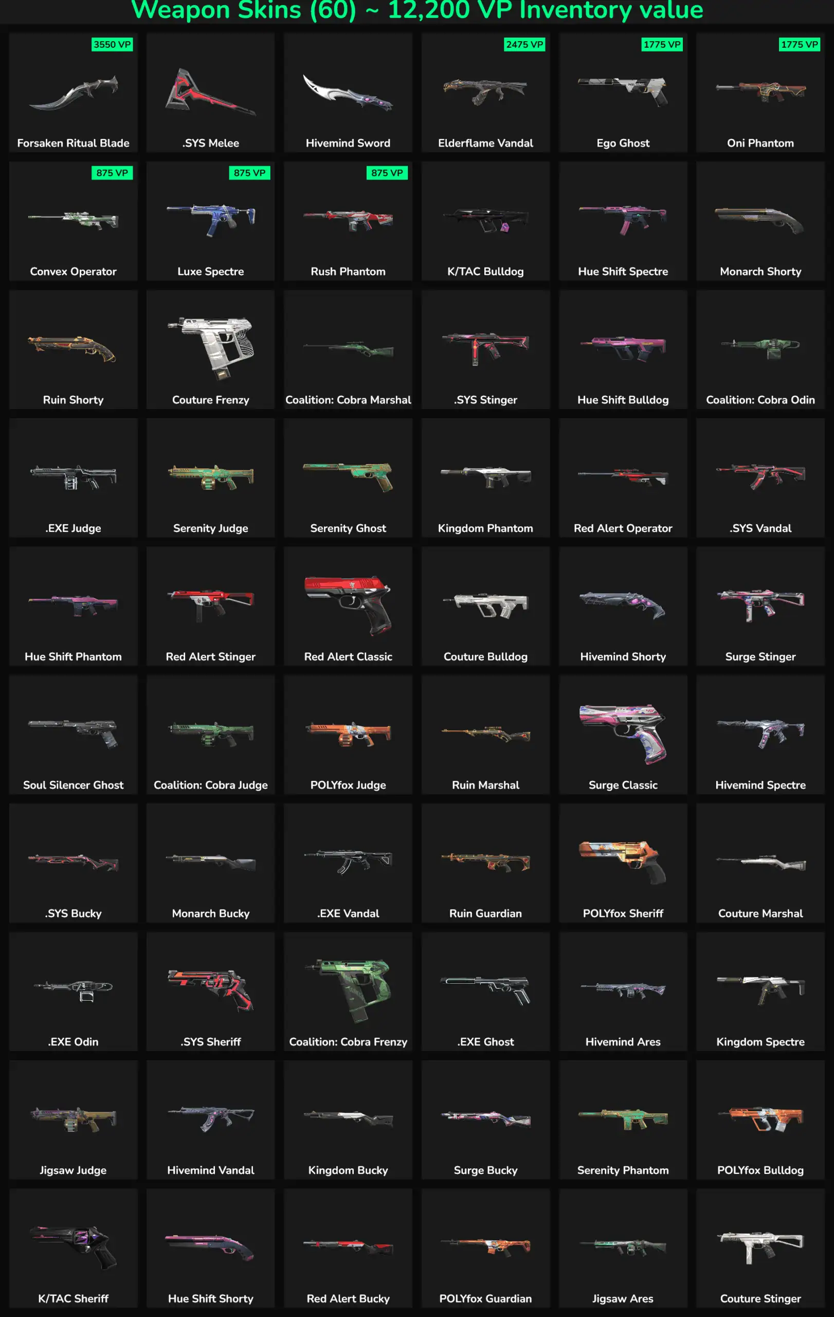 Collection of Fortnite inactive skins and weapons for NA server players.