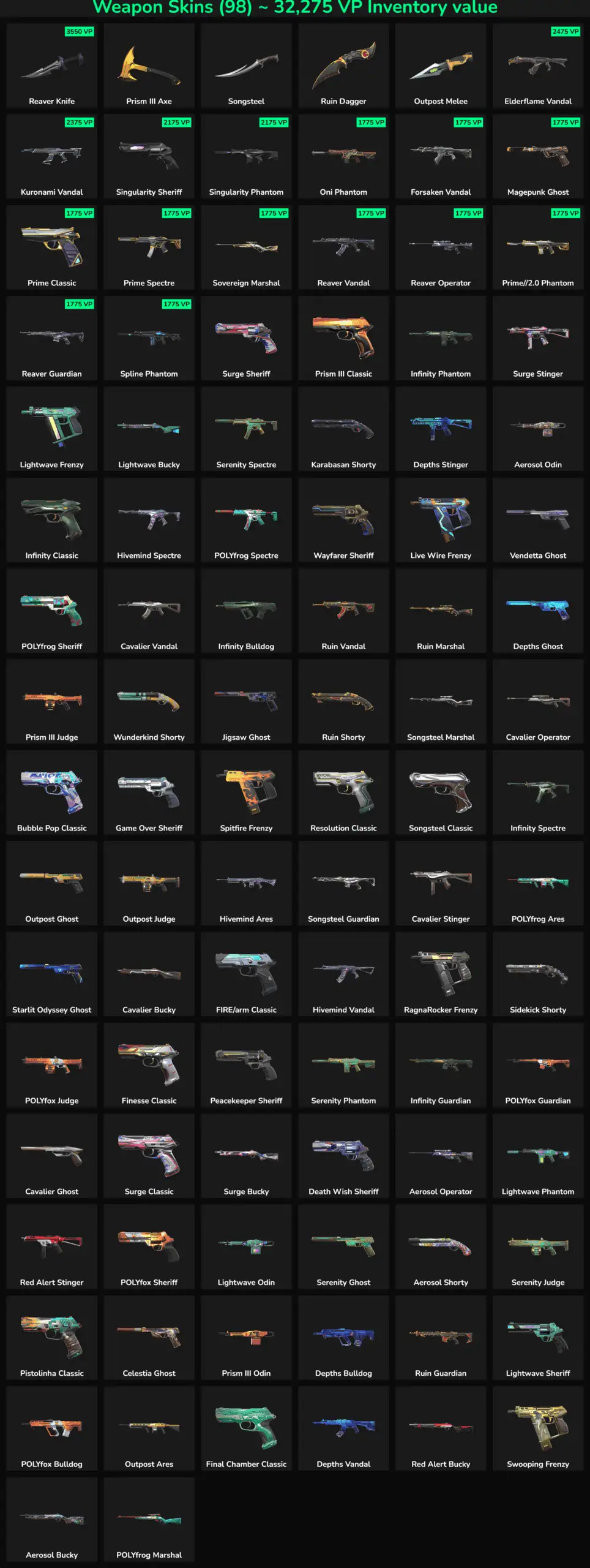 Fortnite inactive weapon skins for Fortnite accounts.