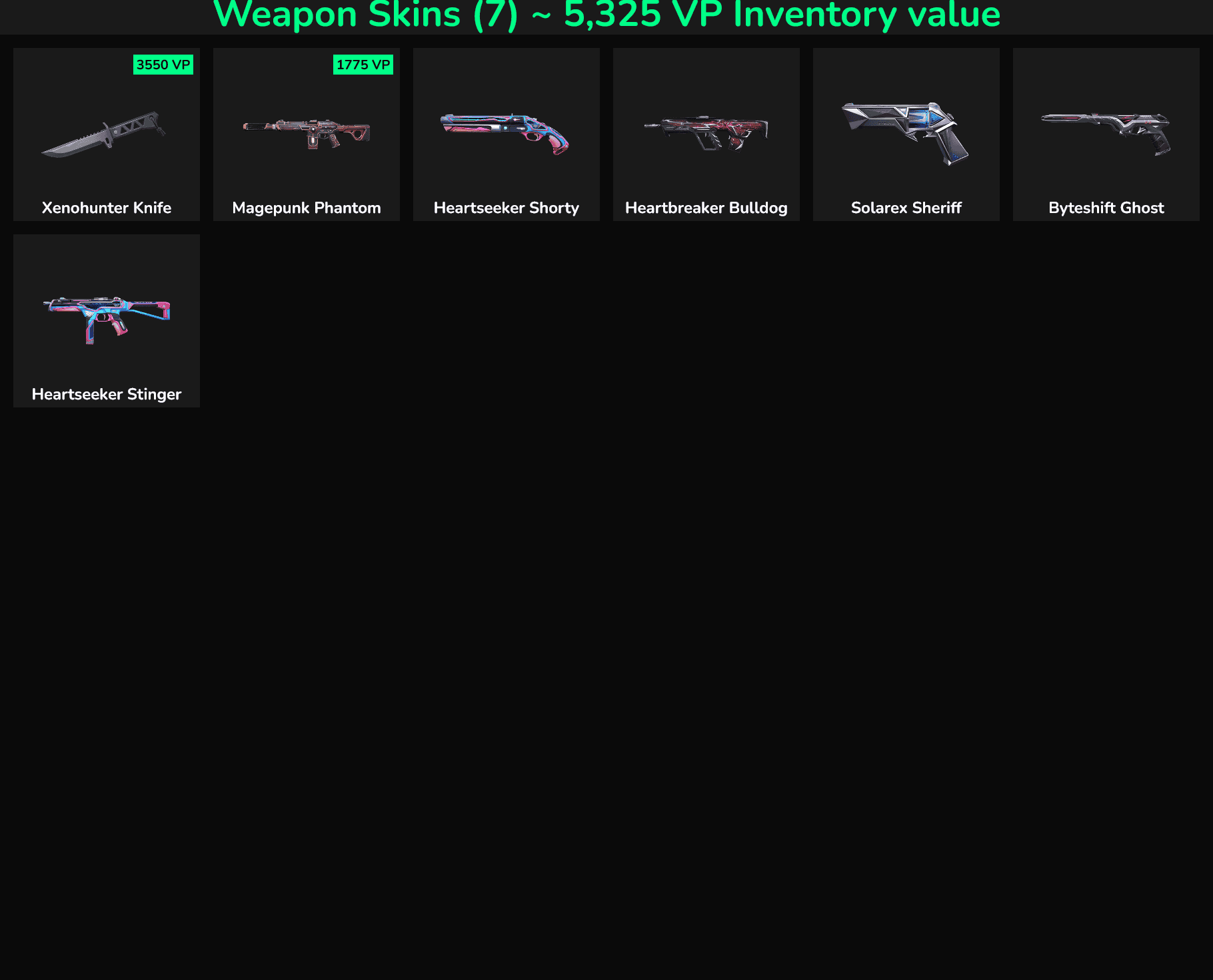 High-quality Fortnite weapon skins available with mail access, including popular skins like Heartsee.