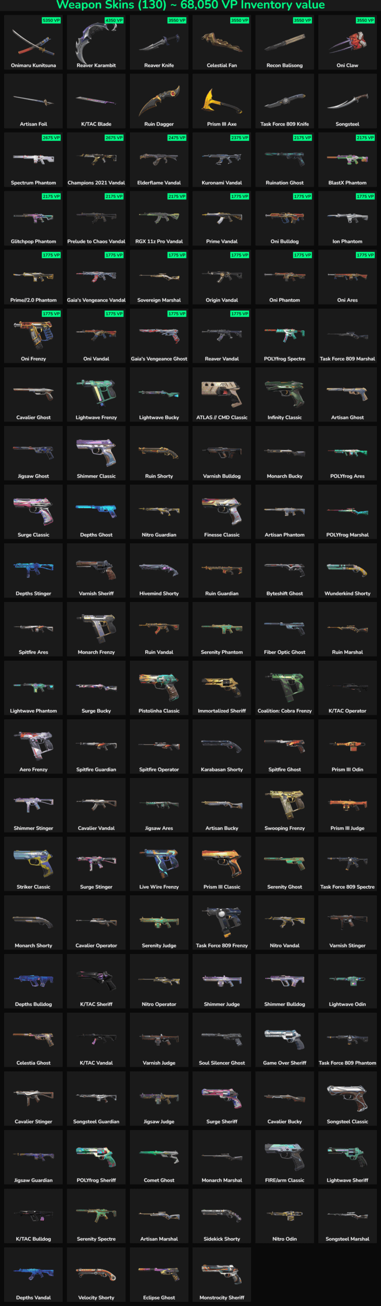 Image showing various inactive Fortnite skins and weapons.