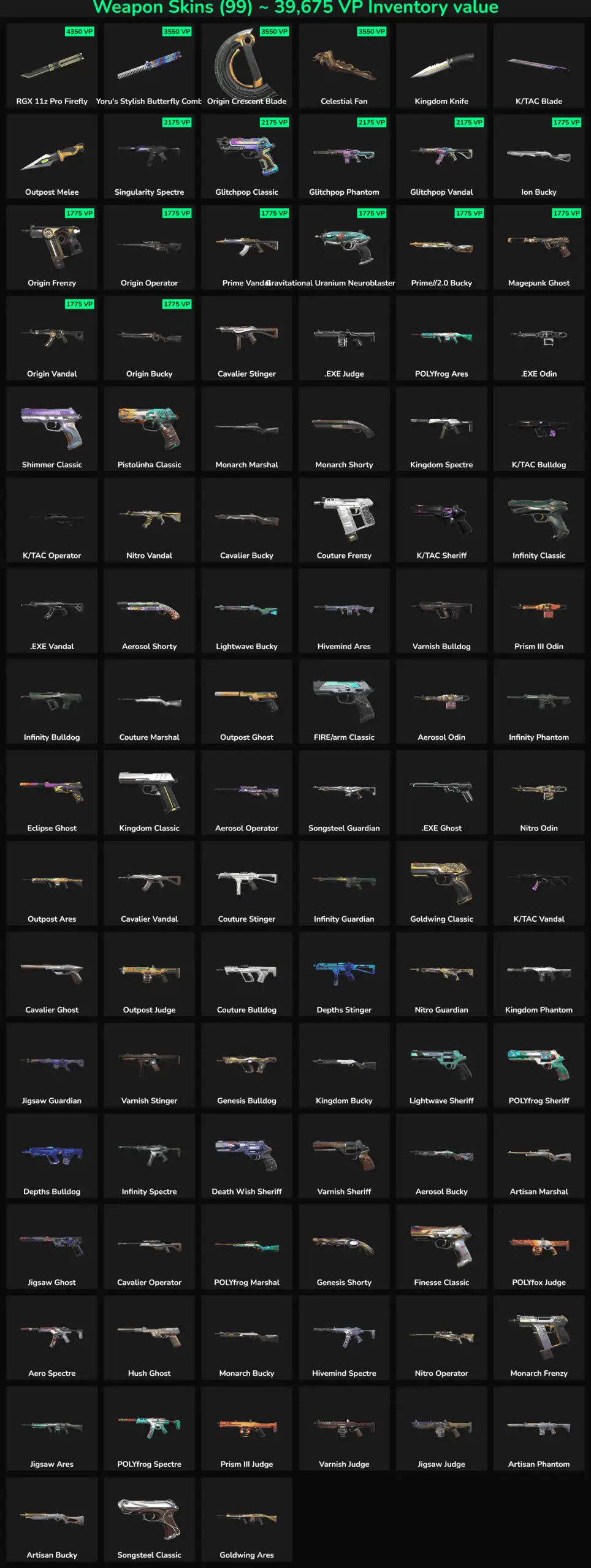Fortnite account skins and weapon skins in inactive status for North America.