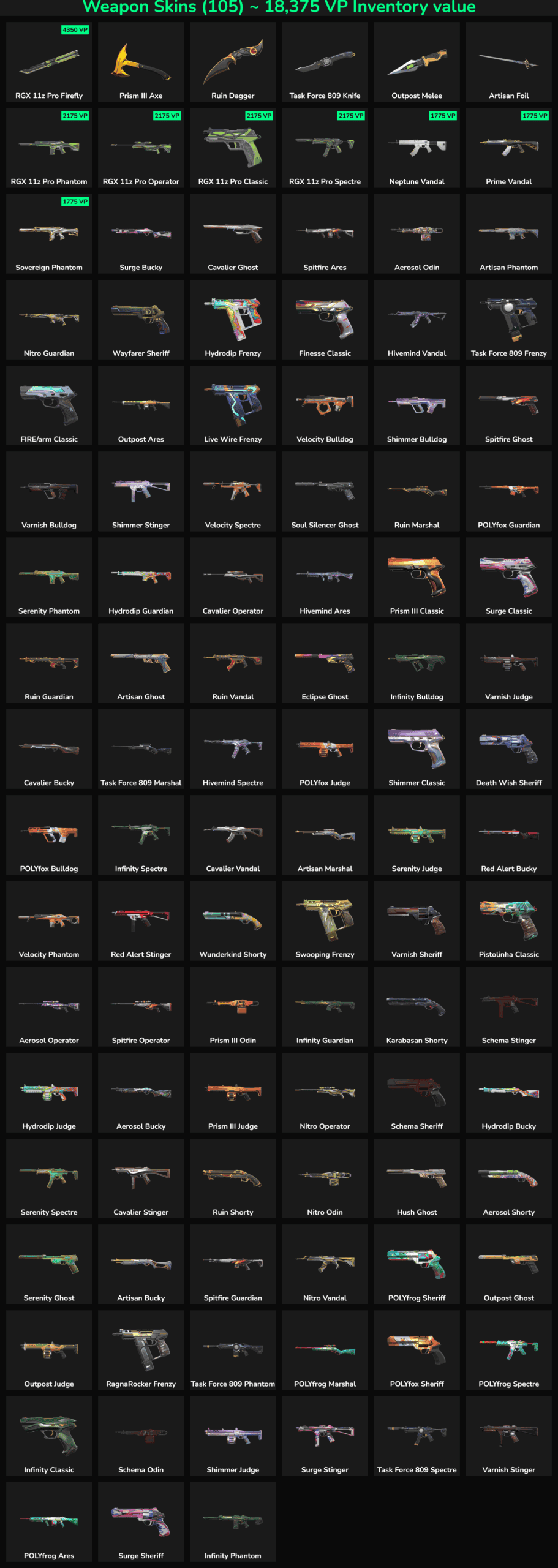 Collection of inactive Fortnite skins and weapons for NA servers.