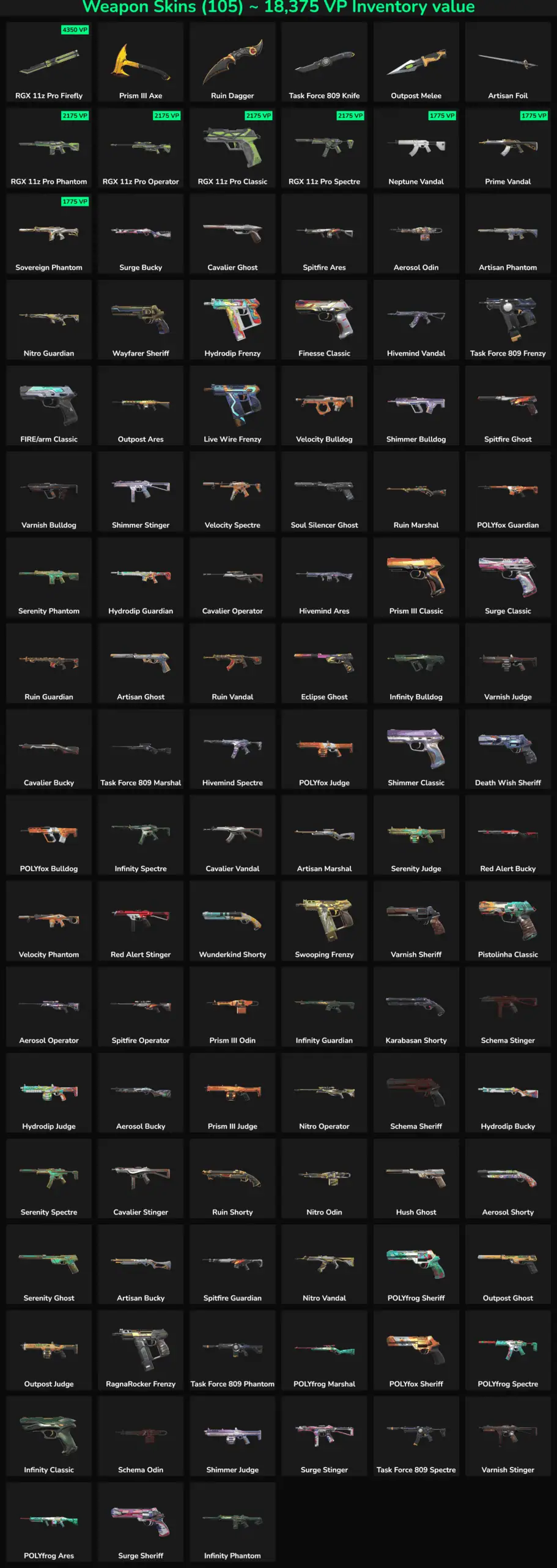 Collection of inactive Fortnite skins and weapons for NA servers.