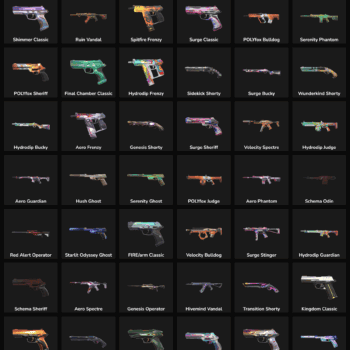 Fortnite account skins with inactive weapon skins in LATAM region.