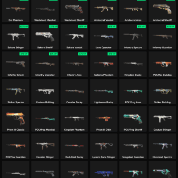 Fortnite skins inventory with inactive weapon skins for NA region.