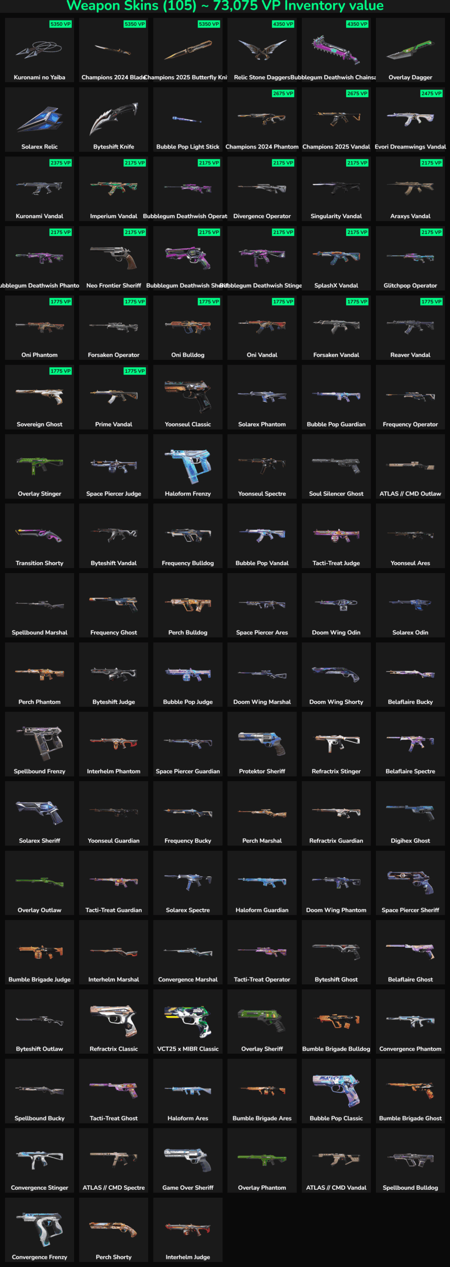 Fortnite weapon skins with inactive status for account customization.