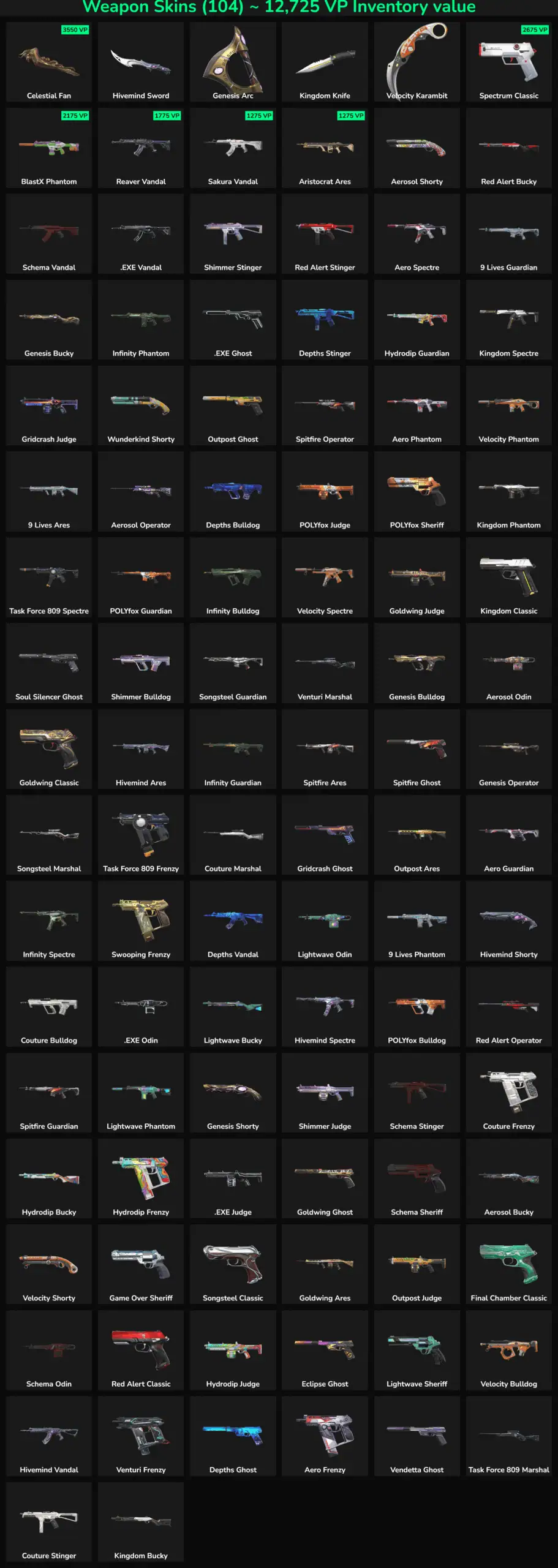 Collection of 104 inactive Fortnite skins for EU players.