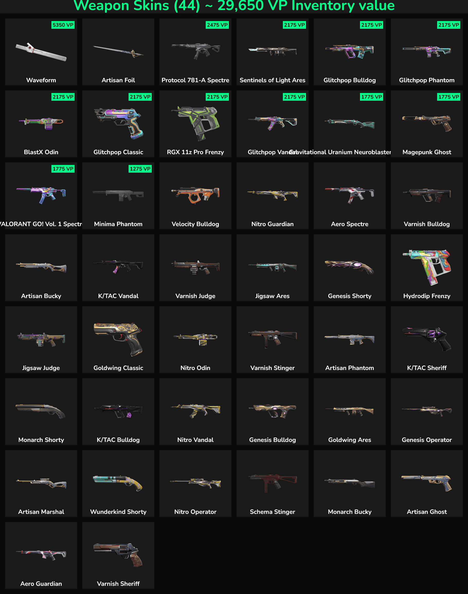 Fort. skins with high inventory value and rare designs.
