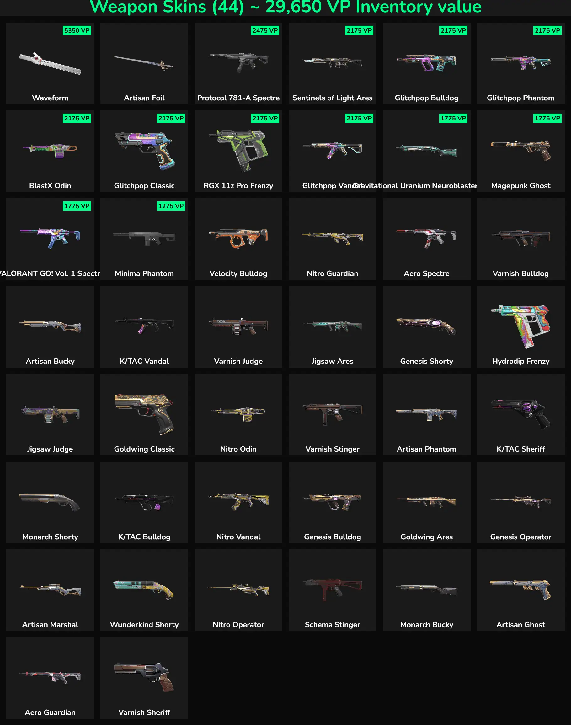 Fort. skins with high inventory value and rare designs.