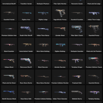 Fortnite weapon skins with inactive status in Battle Royale, including rifles, pistols, and more.