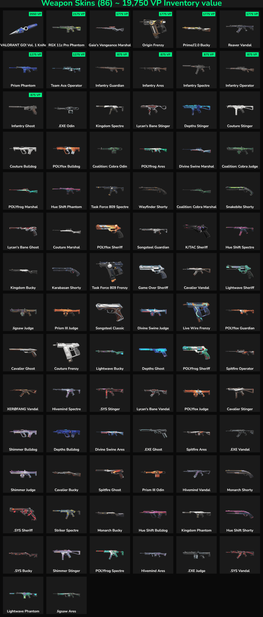 Collection of inactive Fortnite skins for NA region.