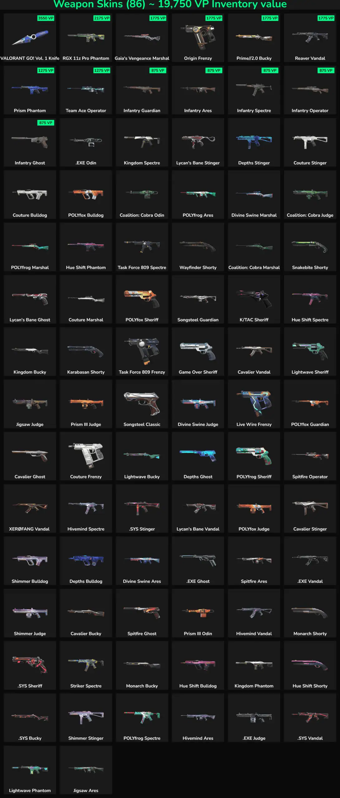 Collection of inactive Fortnite skins for NA region.