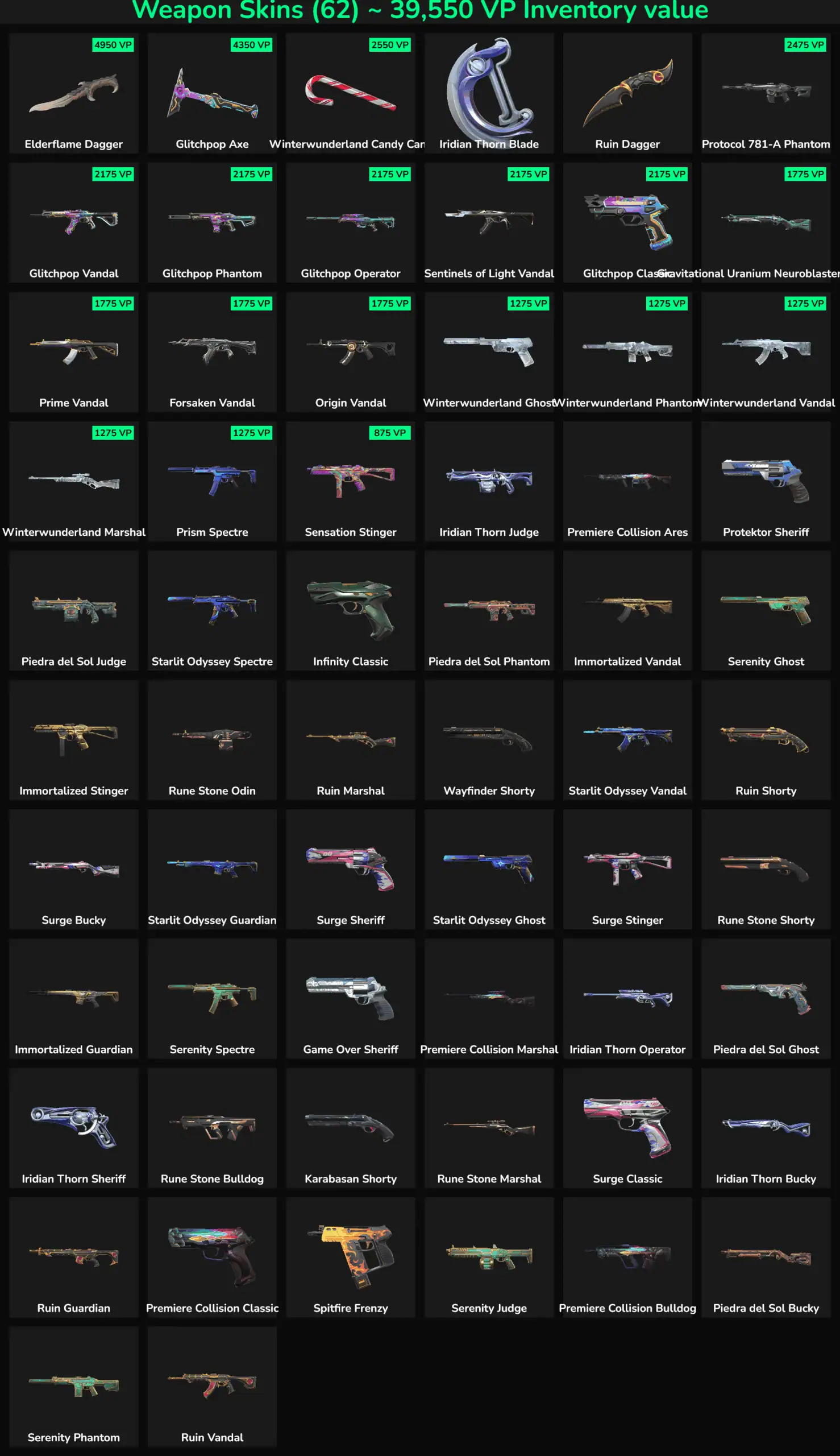 Fortnite inactive skins collection for NA servers.