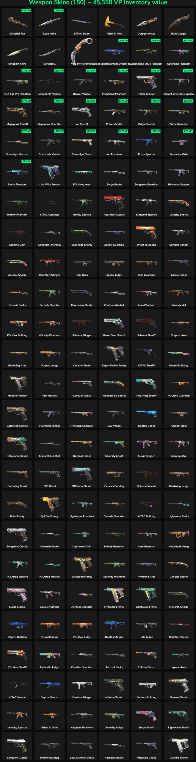 Collection of 150 inactive Fortnite skins for EU players.