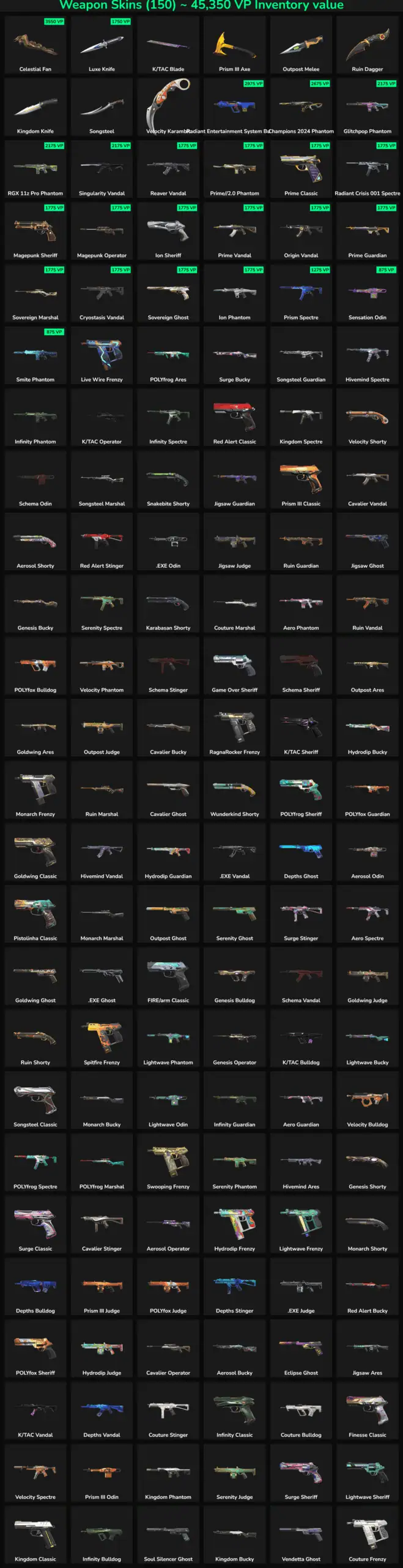 Collection of 150 inactive Fortnite skins for EU players.