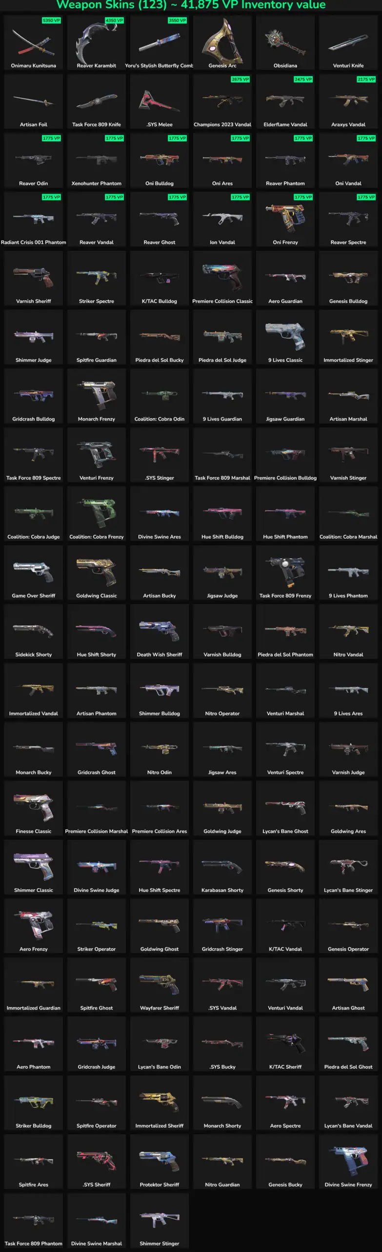 Collection of 123 inactive Fortnite skins available in EU server.