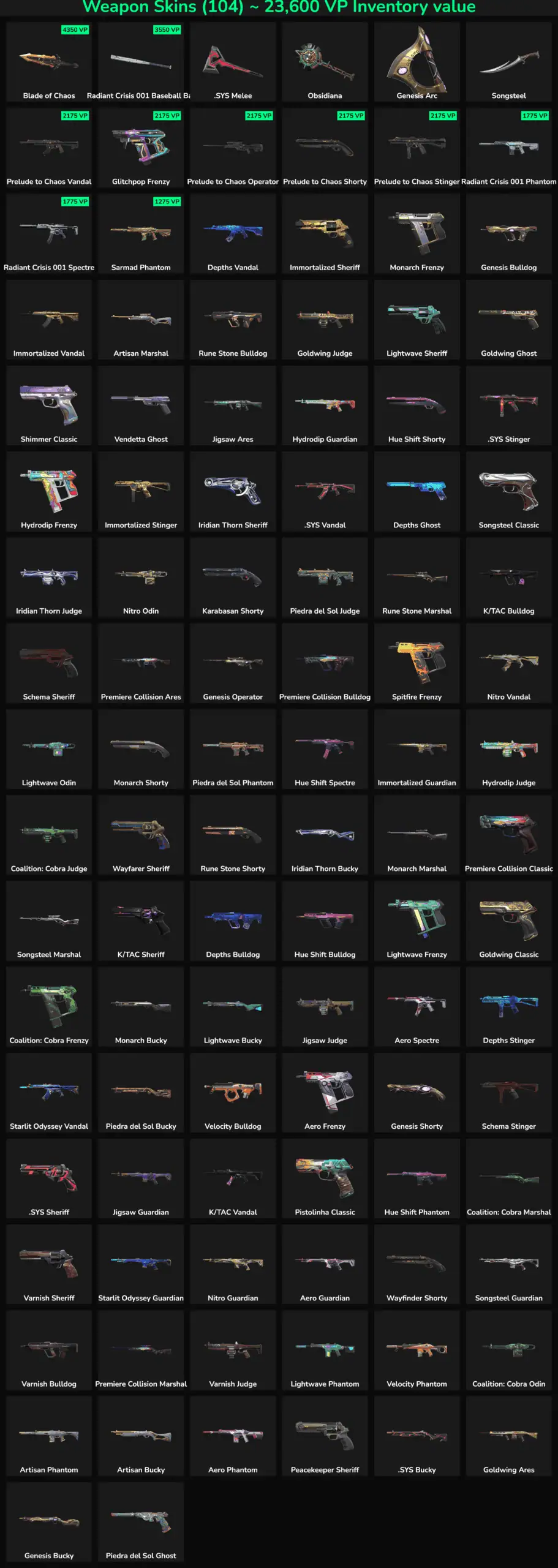 Collection of 104 inactive Fortnite skins for EU servers.