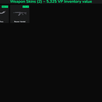 Fortnite weapon skins Gaia's Fury and Reaver Vandal with high inventory value.