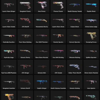 Fortnite weapon skins collection with rare and legendary designs for Fortnite accounts.