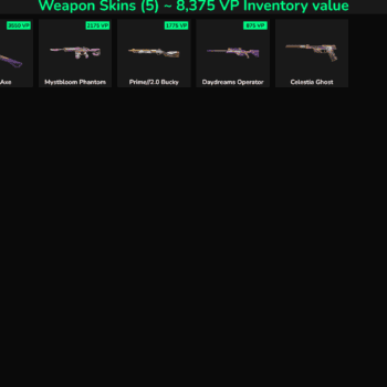 Weapon skins for Fortnite, Prime Axe, Mystbloom Phantom, Prime/2.0 Bucky, Daydreams Operator, Celest.