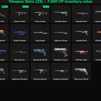 High-quality Fortnite weapon skins for sale, including rifles, shotguns, and more, with VP values up.