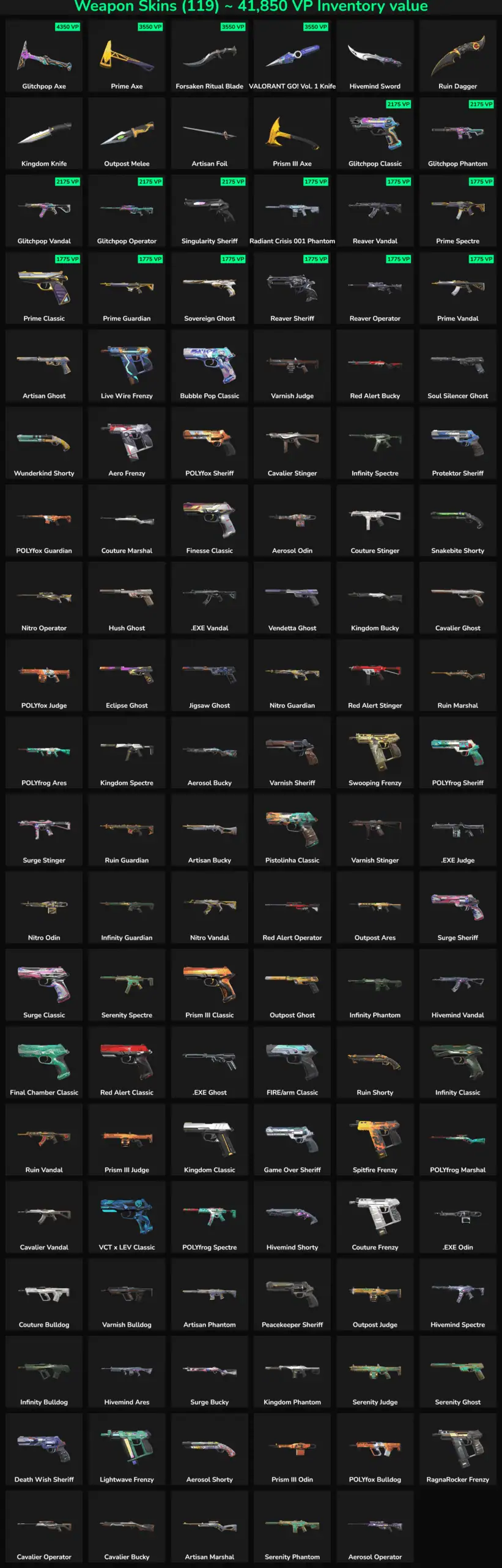 Variety of Fortnite weapon skins for customization and gameplay enhancement.