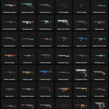 Fortnite weapon skins including guns, knives, and accessories for Fortnite accounts.