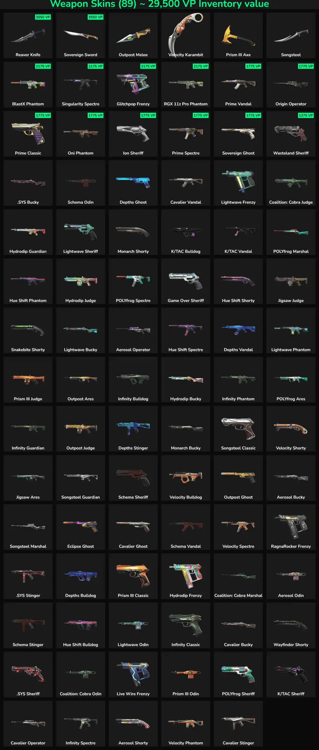 Fortnite weapon skins including guns, knives, and accessories for Fortnite accounts.