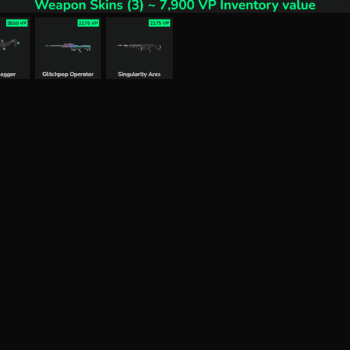 Fortnite weapon skins for sale, including Glitchpop Operator, Singularity Ares, and Spline Dagger.
