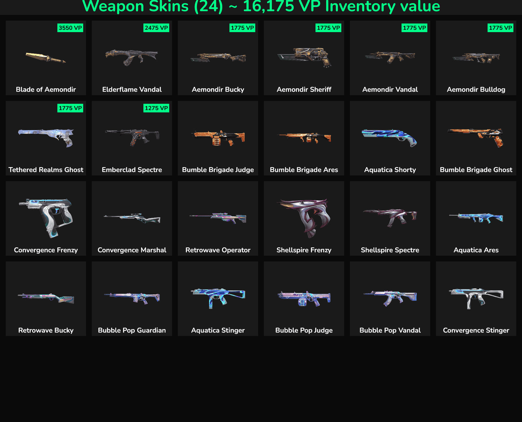 Fortnite weapon skins with high VP value for sale.