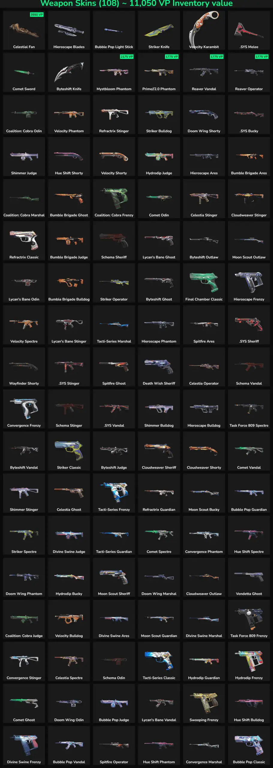 Fortnite weapon skins collection with rare and legendary designs for sale.