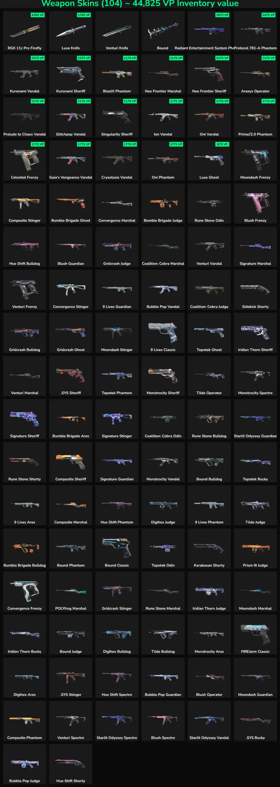 Fortnite weapon skins including pistols, rifles, and shotguns for sale.