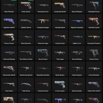 Fortnite weapon skins including rare, epic, and legendary designs for customization.